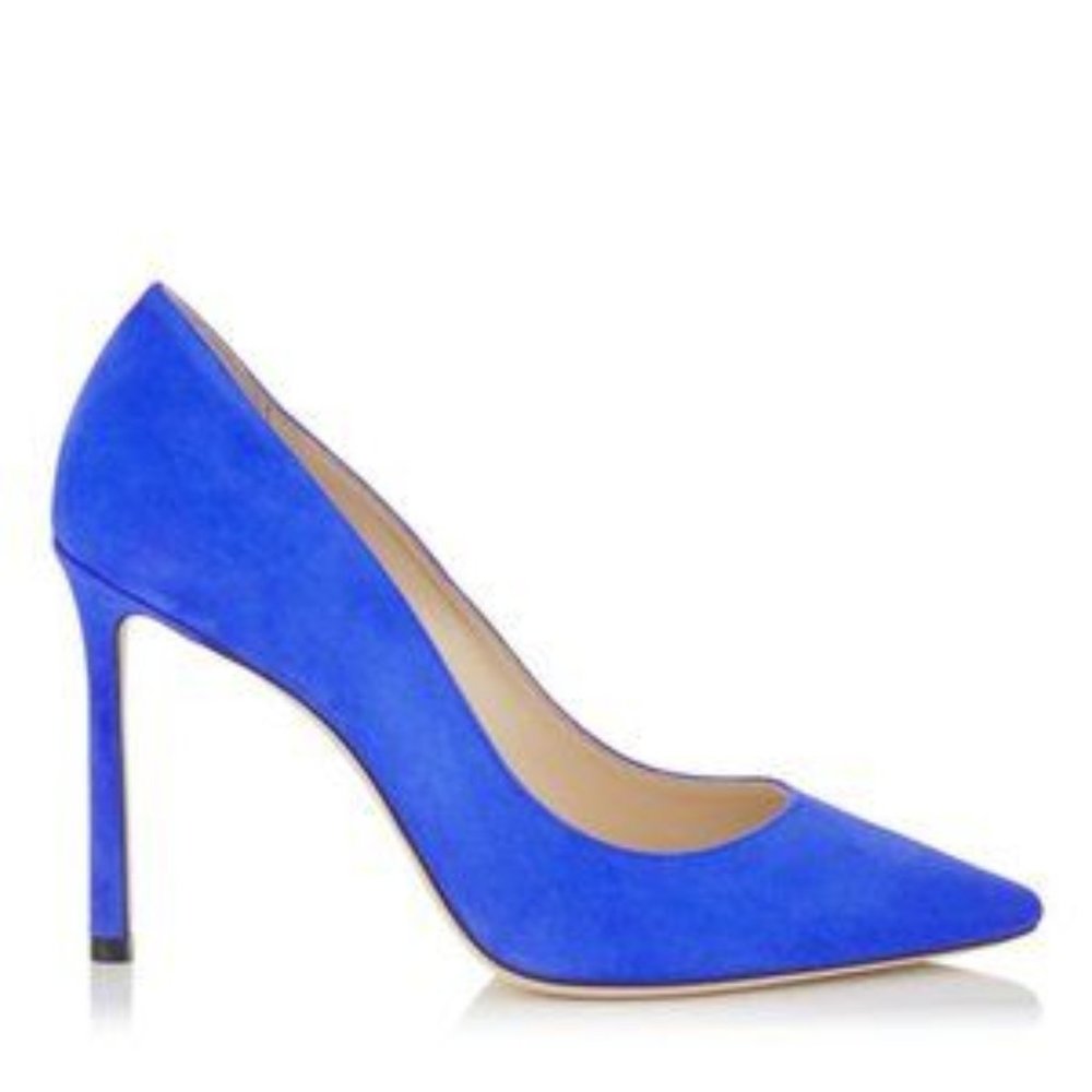 Jimmy CHOO Romy cobalt electric blue suede pumps 100mm Size 6 - Picture 6 of 14